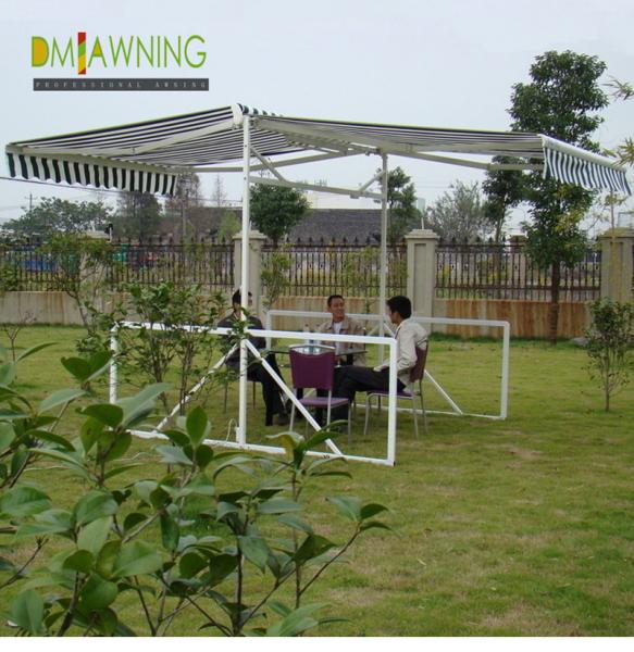 Free Stand Double Side Waterproof Retractable Awning Hand Control Outdoor Retractable Awnings