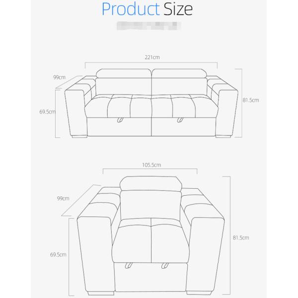 Modern sofa furniture transformer folding sofa set with arms chair +3seater adjustable headrest functional sofa bed
