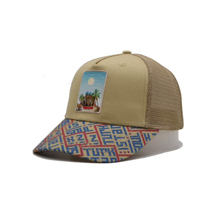 Напечатанный пластырь 5 панель грузовик кап Light Yellow Polyester And Mesh
