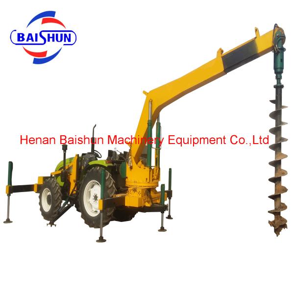 Tractor Mounted Pole Diging Hole Digger Erection Machine