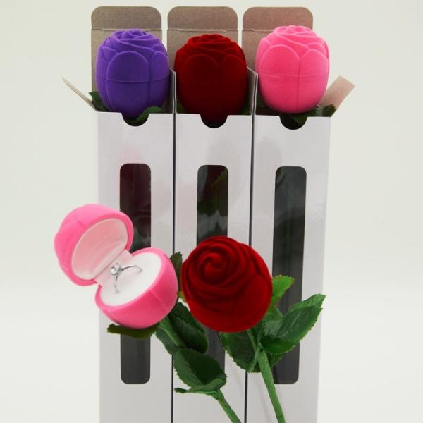 Valentine Suede Flocking Jewelry Box , Flower Designed Velvet Storage Box For Girlfriend