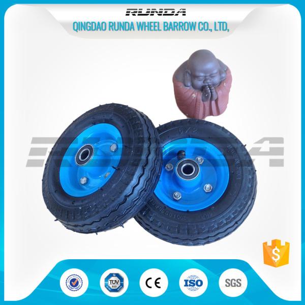 Bent Valves Pneumatic Rubber Wheels 6 Inches Roller Bearing For Hand Trolley