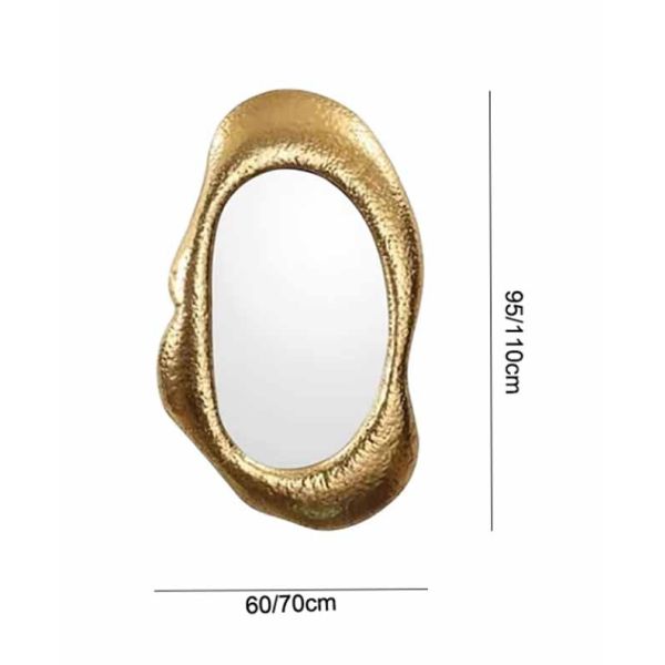 Modern Luxury Villa Hotel Accent Golden Decorative Mirror Bedroom Bathroom Wood Frame Irregular Shape Wall Mirror Furniture