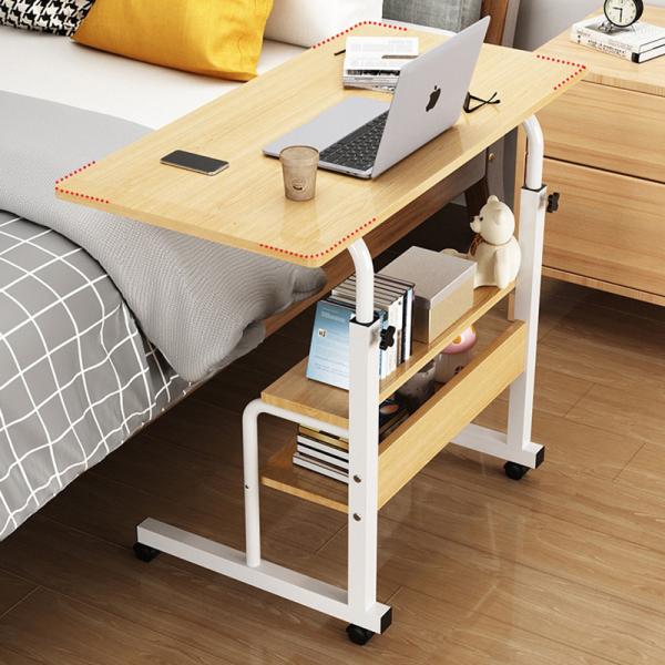 Height Adjustable Rolling Laptop Desk Bedroom Living Room Side Sofa Table For Bed Small Movable with Wheels