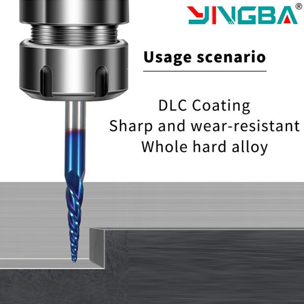 1/4*2-1/2  HRC65 2 Flute  Nano Blue Coating  CNC Router Bit Sets Solid Carbide Endmill for Wood Carving Bit Set