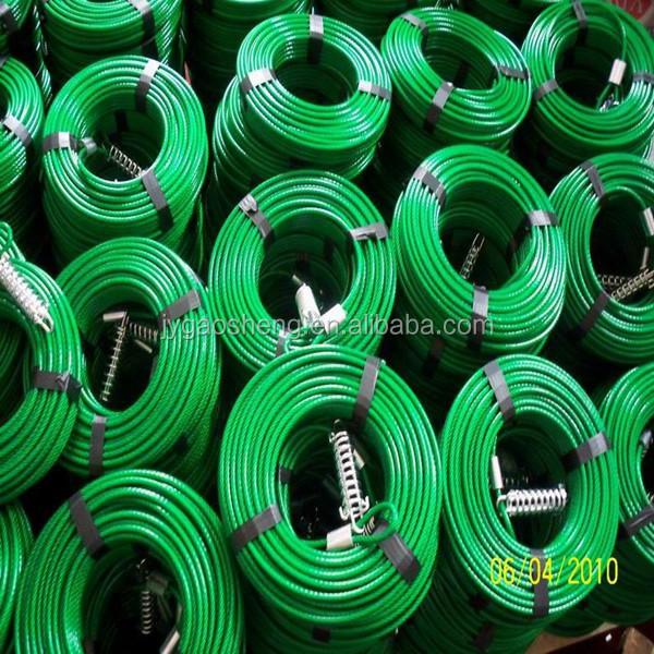 Laisse de câble d'attache avec ressort métallique durable, corde de traction en fil d'acier à double extrémité et revêtement de colle pour chiens en extérieur