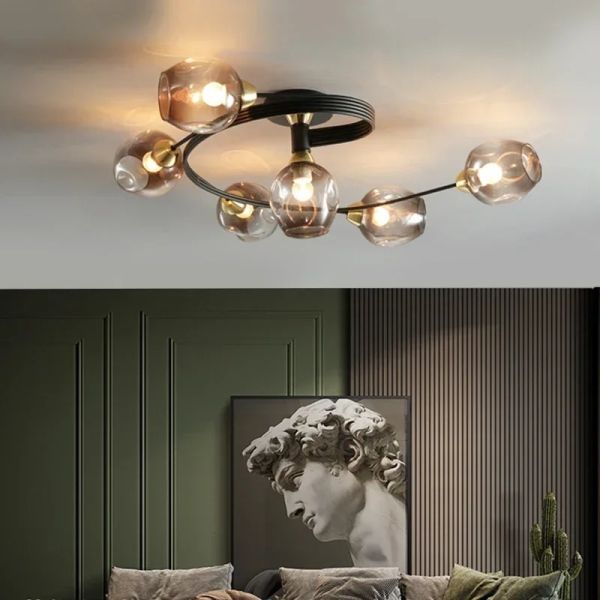 Nordic Glass Ceiling Light Grey Pendant Lamp for Living Room Bedroom Modern Indoor Hanging （WH-AP-681）