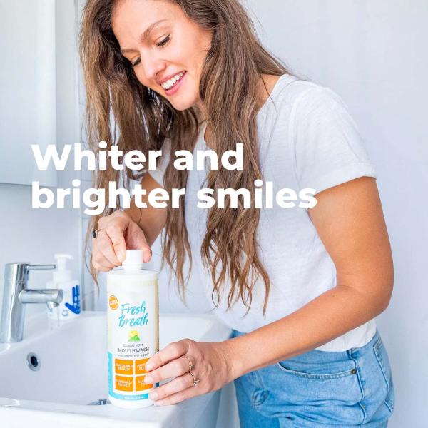 Enjuague bucal Premium de menta y limón para aliento fresco, no irritante, 16 oz, OEM