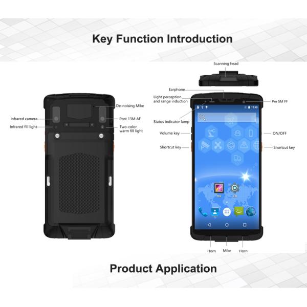 4Г сбор данных ядра 2.0ГХз Окта блоков развертки штрихкода андроида РОМ РАМ 64Г оборудует приложение РФИД