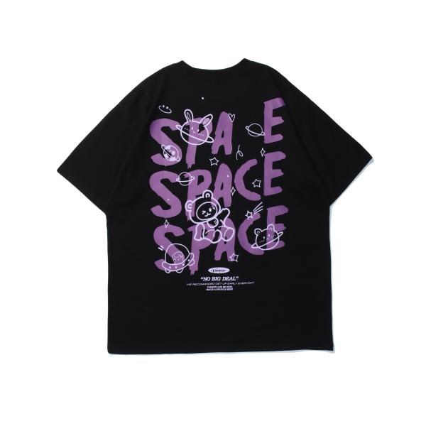 Short Sleeve Unisex Men's T-Shirt Cotton Cartoon Letter Print with Breathable Fabric