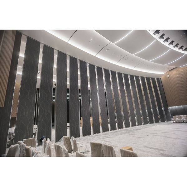 Veneer Surface Finish Semi-automatic Movable Partition Wall Equipped with Roller Wheels and Semi-automatic Locking Mechanism Width Per Panel 600mm to 1100mm
