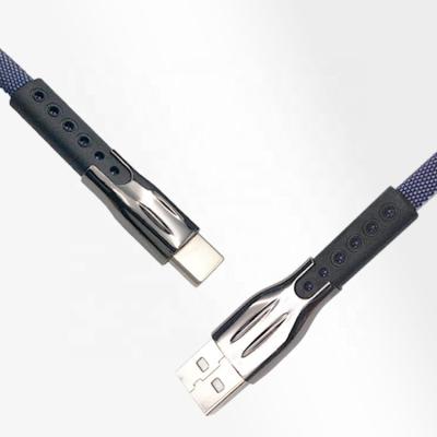 cabo de carregamento de 3.1A USB 2,0 para o tipo sarja de Nimes lisa azul de C estanhada 1.5m de cobre