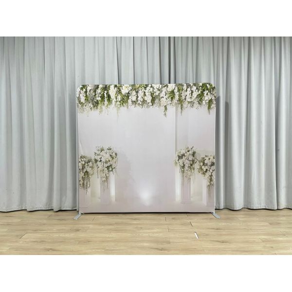 Tension Fabric Backdrop Photo Booth 8x8ft Two Stands Three Replacement Covers