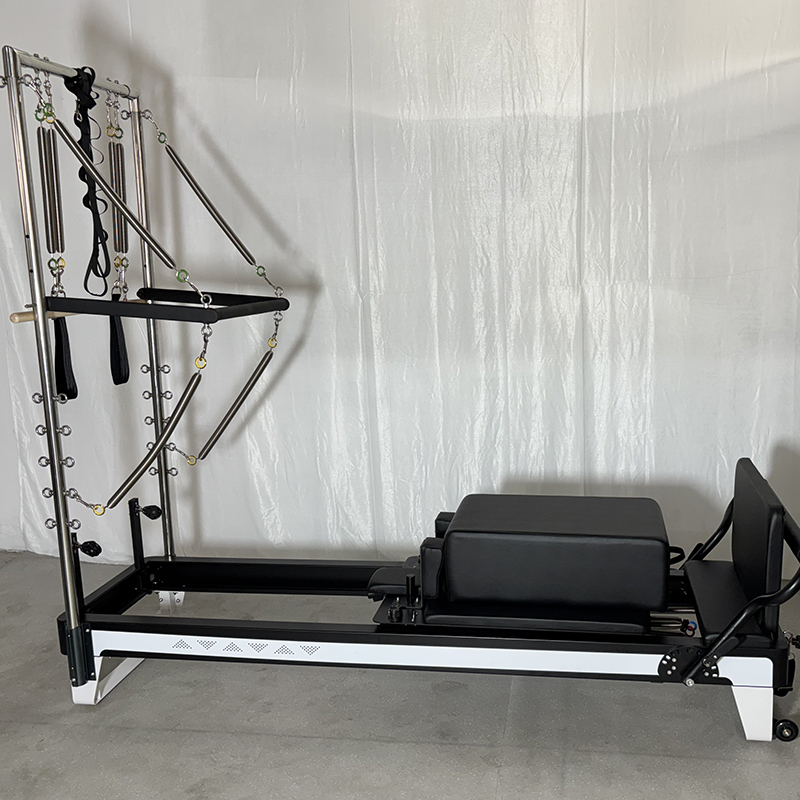Small Steel Pilates Reformer With Tower Machine Silent Wheels OEM