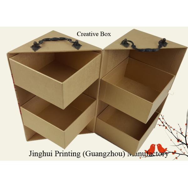 Kraft Paper Material Nature Color CMYK Customized Design Logo Printing Creative Shape Box with Four Inside Small Boxes