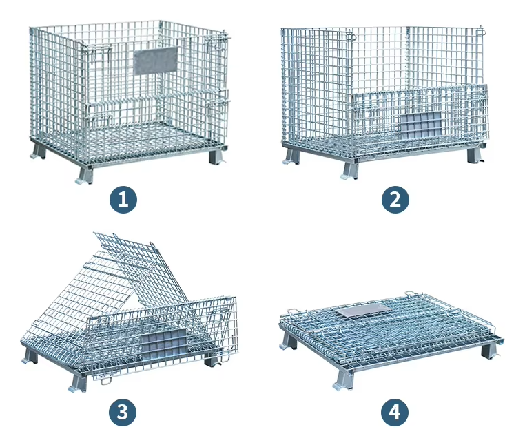 Industry Bulk Storage Stackable Stillage Cage Folding Galvanized 800x1200 Wire Mesh