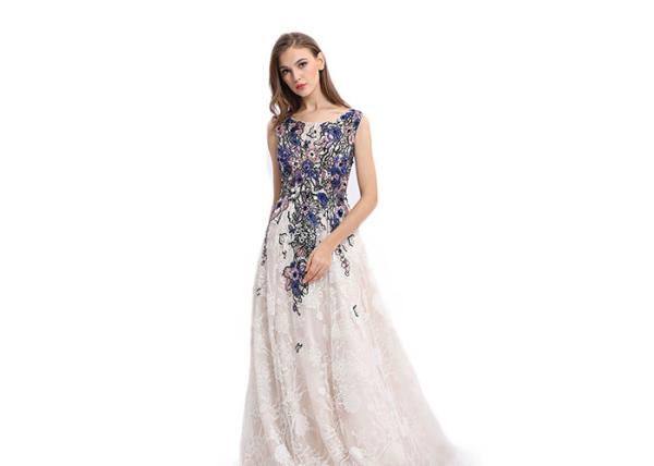 Embroidery Organza Fabric Elegant Evening Gowns With Multi Color Options