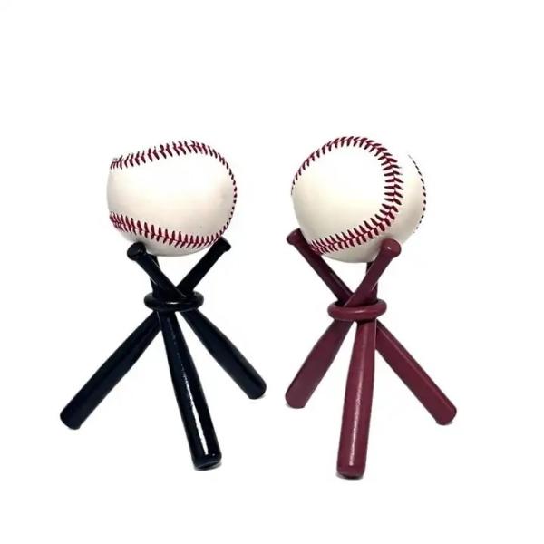 wooden min baseball bat Rack color Mini baseball bat stand with dark brown color