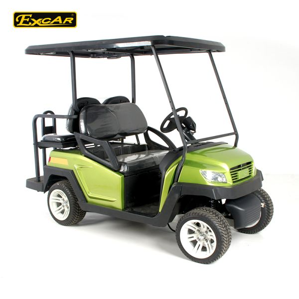 Green EXCAR Electric Golf Car 3 Or 4 Seater 48V ADC Motor CE Approved