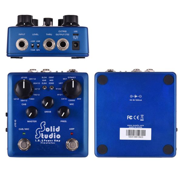 Solid Studio IR Power Amp Simulator Guitar Multi Effect Pedal Dual Footswitch Builtin 8 Cabinet 8 Microphone True Bypass