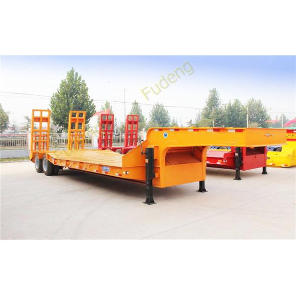Double axles low bed truck semi-trailer low flatbed trailer spring suspension