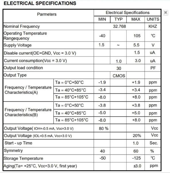 3225 10PADS 32.768KHz TCXO Avec CMOS de 1,5 à 5,5 V ± 8 ppm-40 ~ + 105 °C