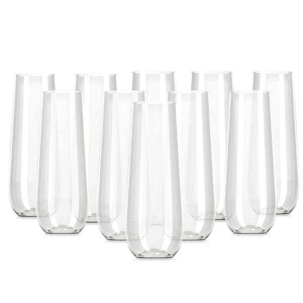 Clear Plastic Champagne Glasses Unbreakable Food Grade Durable Stemless Champagne Flutes