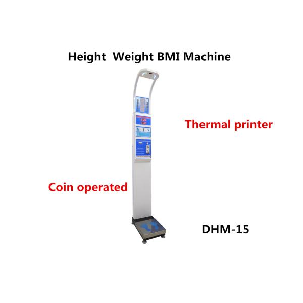 Iron medical height and weight scales with BMI analysis and coin