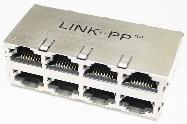 Metal Shielded Multi-port RJ45 2 x 4 Connectors With Filter RTC-1CFGAD1A