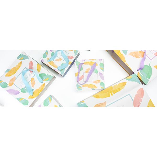 Flat Bottom CMYK Cardboard Gift Bags With Handles Printed White Brown Kraft Shopping Fresh