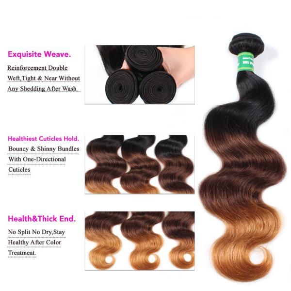 New Arrival Ombre 3 Color  Color Body Wave 100% Human Hair Weft Extensions