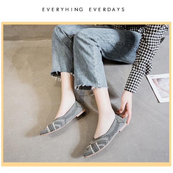 Hot Sale Lightweight Breathable Women's Shoes Pointed Toe Geometric Pattern Casual Flats