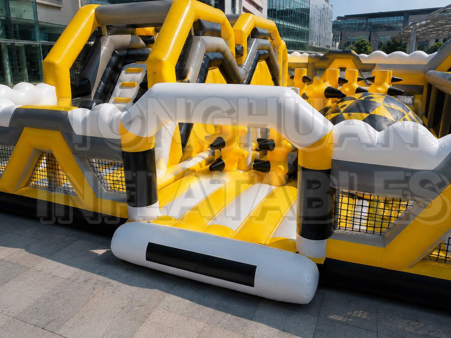Custom Large Inflatable Obstacle Course with Climbing Walls Tunnels Balance Steps and Challenge Games for Malls Parks Schools and Commercial Rental Events