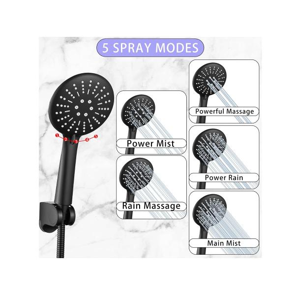 High Pressure Rain Shower Head With Adjustable Extension Arm And Handheld Function Hot Cold Water