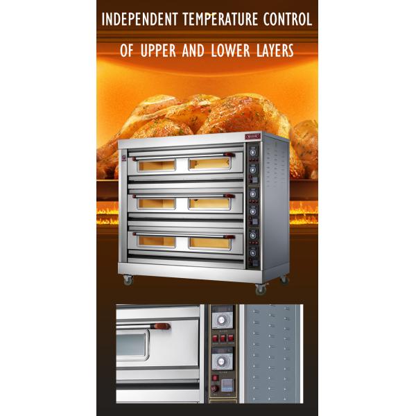 Three Deck Nine Trays Stainless Steel Bakery Deck Oven commercial kitchen bakery equipment