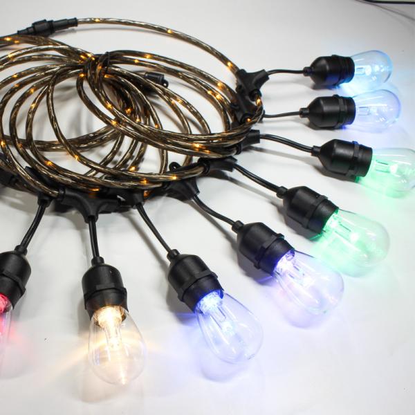 Flash Light Cable S14 String Lights Waterproof E27 Warm LED Retro Edison Filament Bulb Outdoor Street Garden Patio Holiday Light
