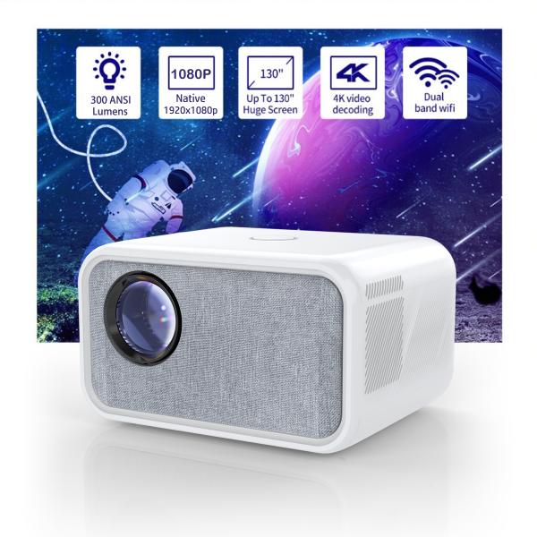 Android 9.0 Проектор T5 HD Wifi 5G Bluetooth 1080P 340x280x120 мм