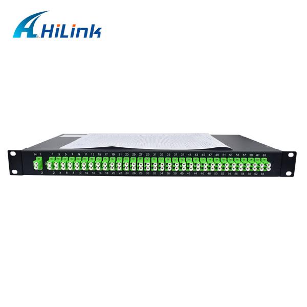 1U Rack Chassis Single Mode PLC Optical Splitter 1X64 SC APC Connectors