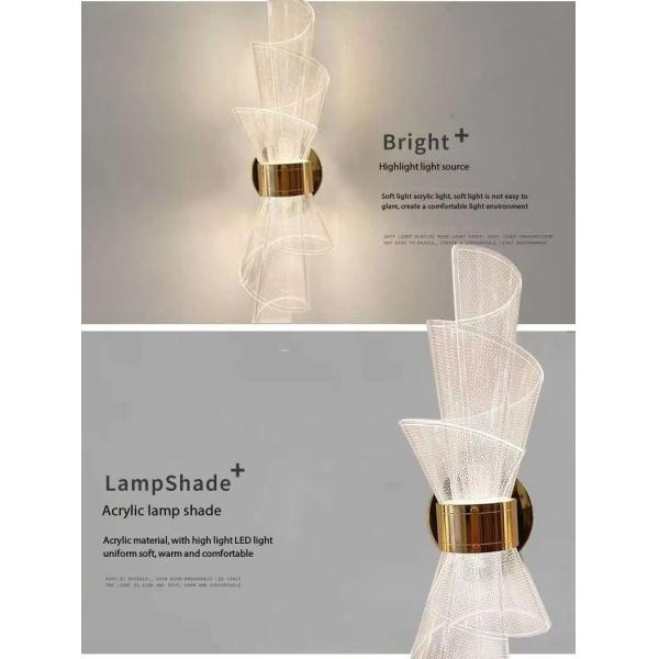 Senso avanzado de la antorcha Salón de fondo Pared lámpara de pared acrílica Delicado y hermoso dormitorio Lámparas de pared LED