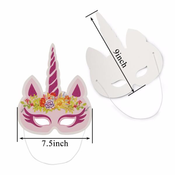 Party Rainbow Unicorn Paper Mask For Kids Glitter Surface Finishing