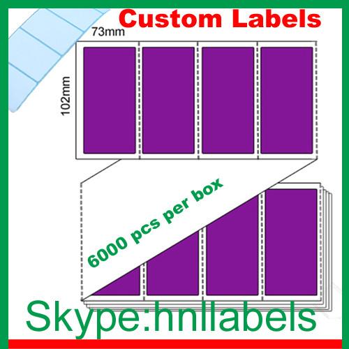 Thermal Transfer Labels 102X73/1 Purple Trans fanfold Perm, Perfs, 6,000 per box