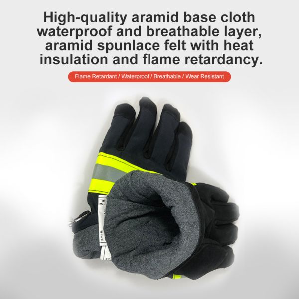 17 Style Firefighter Rescue Gloves, Aramid Flame Resistant Back, Cowhide Leather Palm, TPU Waterproof & Aramid Heat Insulation Safety Gloves for Fire Fighting Emergency Operation