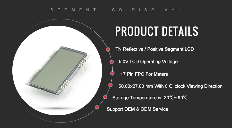 Custom TN LCD Display Positive Reflective 7 Segment Panel 5.0V