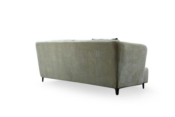 Modern Style Metal Legs Tufted Leather 3 Seater Sofa