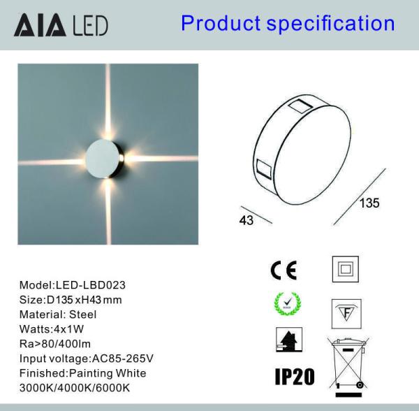 4W CREE chip interior decorative led wall lamp /indoor wall mount led light fixtures for cafe shops