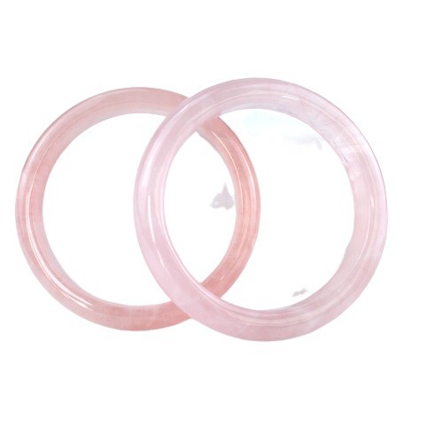 Customized Logo Availabled Natural Rose Quartz Bangle Bracelets For Woman Fashion Bangle For Love Healing Stone Girl Gift