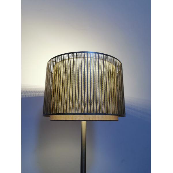 Floor H70mm Gold Decorative Metal Lamp Shades Double Tier Fabric Inner