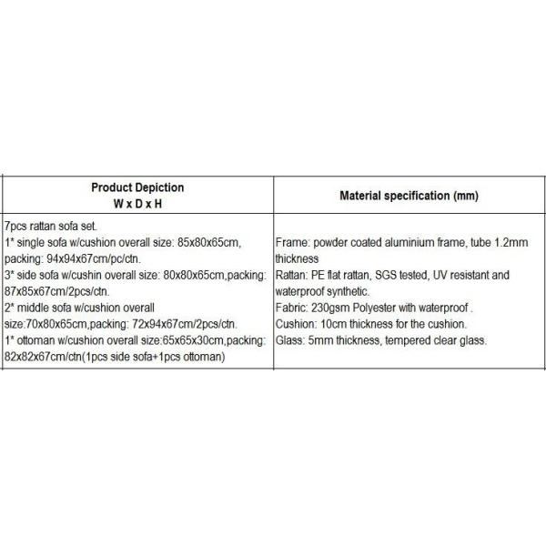 7pcs home garden sofas
