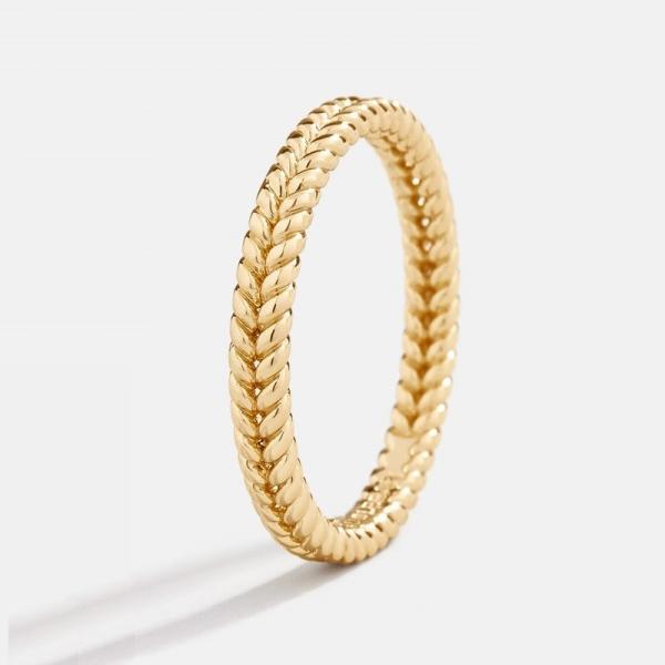 Joalharia fina 18K ouro revestido 925 Sterling Silver Wheat Ring para mulheres