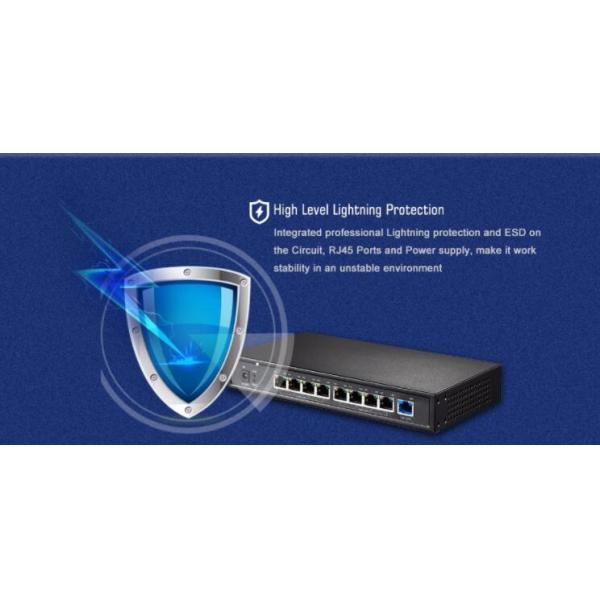 Fast Wireless POE Switch With 9 Ports Lightning Protection Port Priority Function